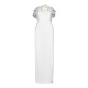 Alessandra Rich Vit Bustierklänning med Ruffle Detaljer White, Dam