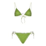 Oseree Lime Green Lurex Bikini Set Green, Dam