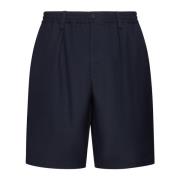 Marni Marinblå Ull Plisserad Shorts Black, Herr