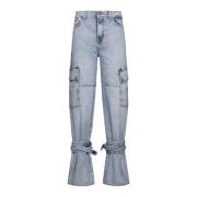 7 For All Mankind Blå Denim Cargo Ficka Jeans Blue, Dam