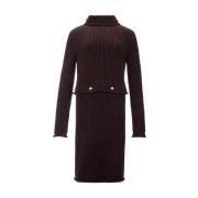 Bottega Veneta Chunky Cotton Ribbed Dress Brown, Dam