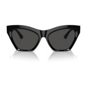 Burberry Elegant Cat-Eye Solglasögon med Monogram Black, Unisex