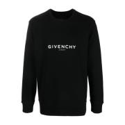 Givenchy Svart Logo Print Crew Neck Sweater Black, Herr