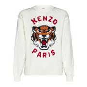 Kenzo Fiskarstickad Tiger Sweater Beige, Herr
