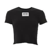 Moschino Logo Patch Cropped T-Shirt Black, Dam