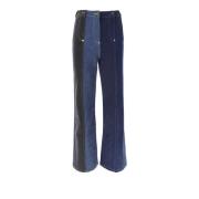 Moschino Patchwork Flare Denim Jeans Blue, Dam