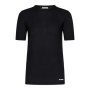 Jil Sander Svart Logo Print T-shirt Black, Dam