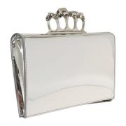 Alexander McQueen Metallisk Silver Knuckle Zip Clutch Väska Gray, Dam