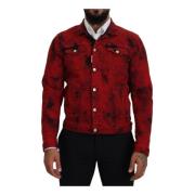 Dsquared2 Röd Svart Tie Dye Denimjacka Red, Herr