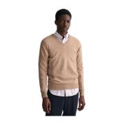 Gant Klassisk V-ringad ulltröja Beige, Herr