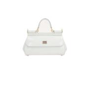 Dolce & Gabbana Vit Lackläder Handväska med Leopardtryck Foder White, ...