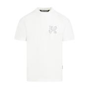 Palm Angels Monogram Studded Classic T-Shirt White, Herr