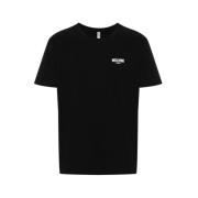 Moschino Svart Logotyp Bomull T-shirt Black, Herr