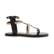 Alviero Martini 1a Classe Studded Two-Tone Sandals with Ankle Closure ...