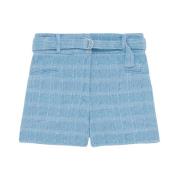 IRO Tweed Lurex High Waist Shorts Blue, Dam