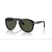 Persol Klassiska runda solglasögon i svart Black, Unisex