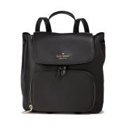 Kate Spade Medium Flap Ryggsäck Svart Läder Black, Dam