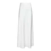 Neo Noir Elegant Sateen Bias Cut Skirt White, Dam