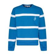 JW Anderson Blårandig Sweatshirt Blue, Herr