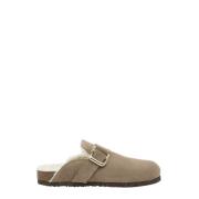 Flattered Ull-Blandat Läder Mules Beige, Dam