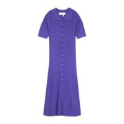 Remain Birger Christensen Ella Stickad Midi Klänning Purple, Dam