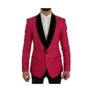 Dolce & Gabbana Pink Floral Brocade Slim Blazer Jacket Pink, Herr