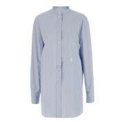 Jil Sander Koreansk Stil Bomullsskjorta med Brodyr Blue, Dam