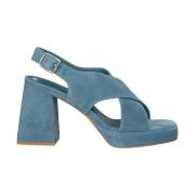 ALMA EN PENA Korsad Rem Fyrkantig Klack Sandal Blue, Dam