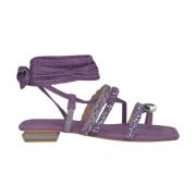Alma EN Pena Grekisk Stil Knotted Leg Sandal Purple, Dam