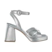 ALMA EN PENA Korsad Rem Blockklack Sandal Gray, Dam