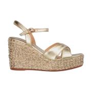 Alma EN Pena Raffia Kil Sandal med Korsade Remmar Yellow, Dam