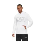 Emporio Armani EA7 Bomull Logo Series Hoodie White, Herr