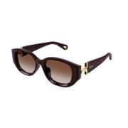 Chloé Burgundy Orange Solglasögon Modell SK Brown, Unisex