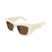 Alexander McQueen Ivory Brown Solglasögon Am0448S 004 Beige, Dam