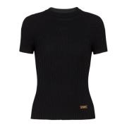 Balmain Räfflad stickad topp Black, Dam