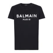 Balmain Tryckt Paris T-shirt med korta ärmar Black, Herr
