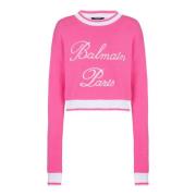 Balmain Signaturstickad tröja Pink, Dam