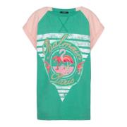 Balmain Flamingo T-shirt Green, Dam