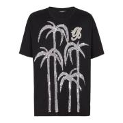 Balmain Palmträd broderad T-shirt Black, Herr