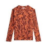 ERL Flame Print Crew Neck Långärmad Multicolor, Dam