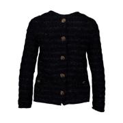 Balenciaga Innovativ Tweed Top med Logoknappar Black, Dam