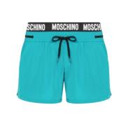 Moschino Logo Band Nylon Boxer Simshorts Blue, Herr