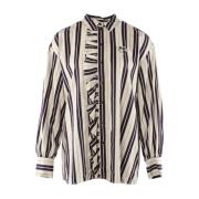 Pinko Elegant blus i ecru/blå Multicolor, Dam