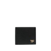 Tom Ford Svart Läderplånbok med Guldlogotyp Black, Herr