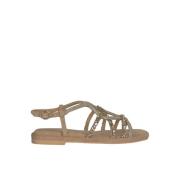 Alma EN Pena Rhinestone Flätad Sandal Beige, Dam