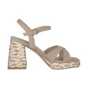 Alma EN Pena Korsad Blockklack Sandal Brown, Dam