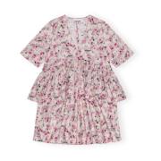 Ganni Blommigt Rosa Lagerklänning Multicolor, Dam