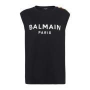 Balmain Bomull T-shirt med logotyptryck Black, Dam
