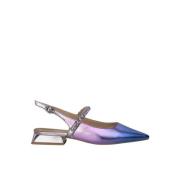 ALMA EN PENA Kristalldekorerad Platt Slingback Sko Purple, Dam