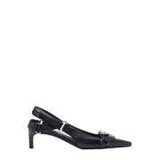 Courrèges Metallic Logo Läder Pumps Black, Dam